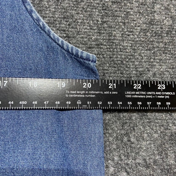 VTG Jane Ashley LARGE 2PC Denim Midi Dress Short Sleeve Shirt Floral Embroidered - Picture 11 of 13